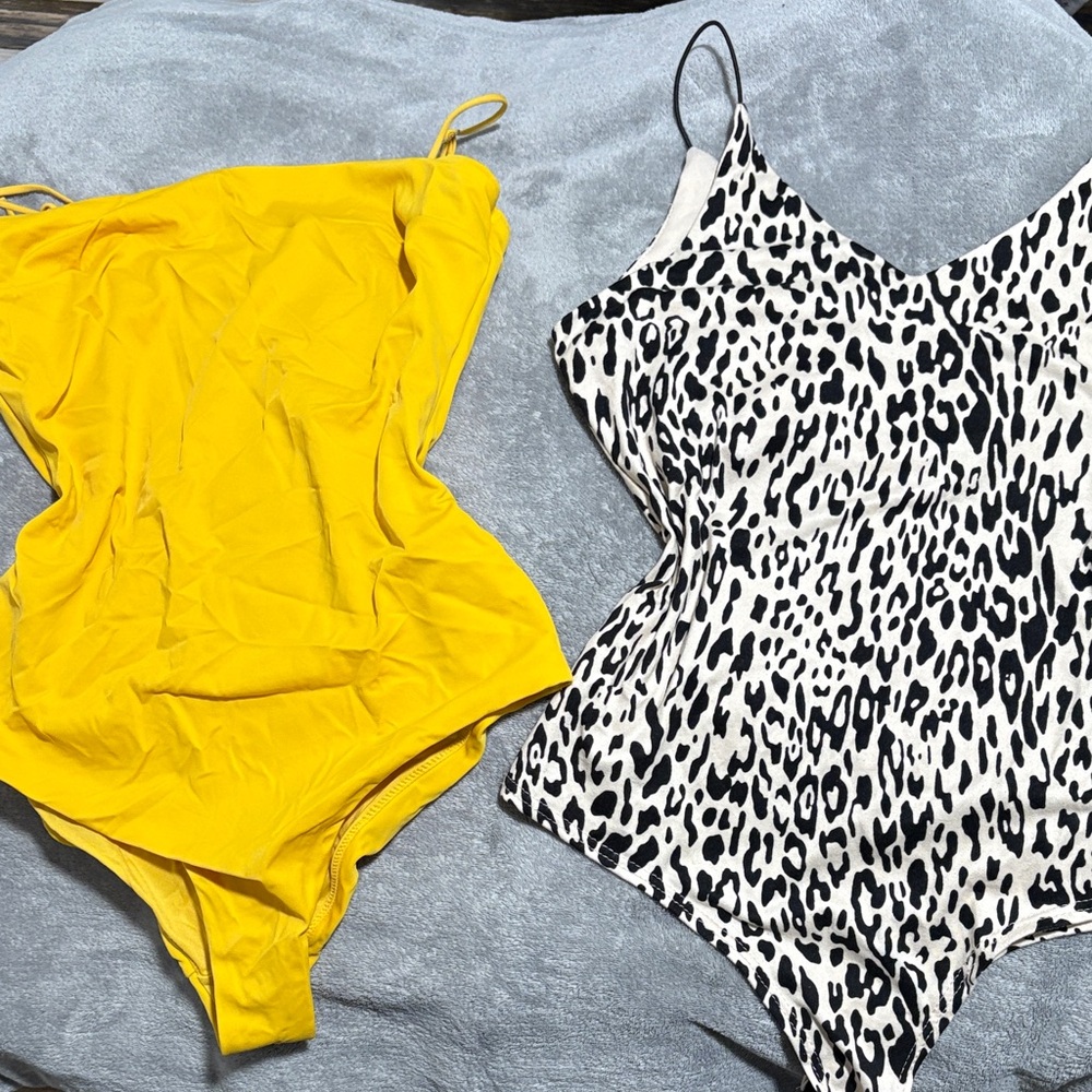 H&M and Discreet , Yellow and Leopard Print Women's bodysuits